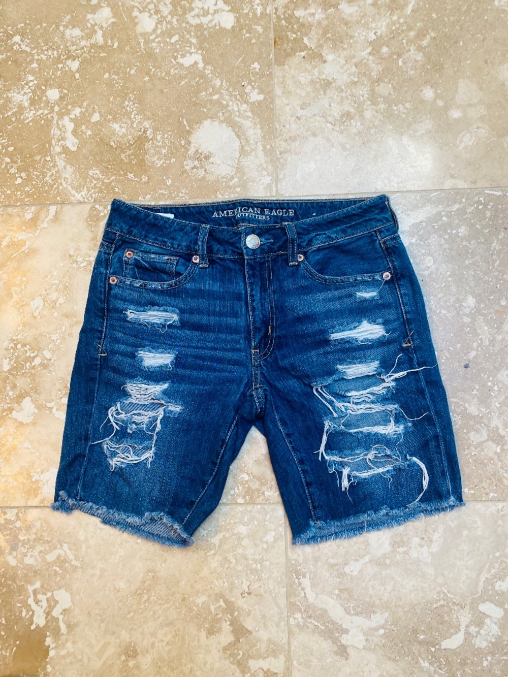 American Eagle Bermuda Distressed Jean Shorts